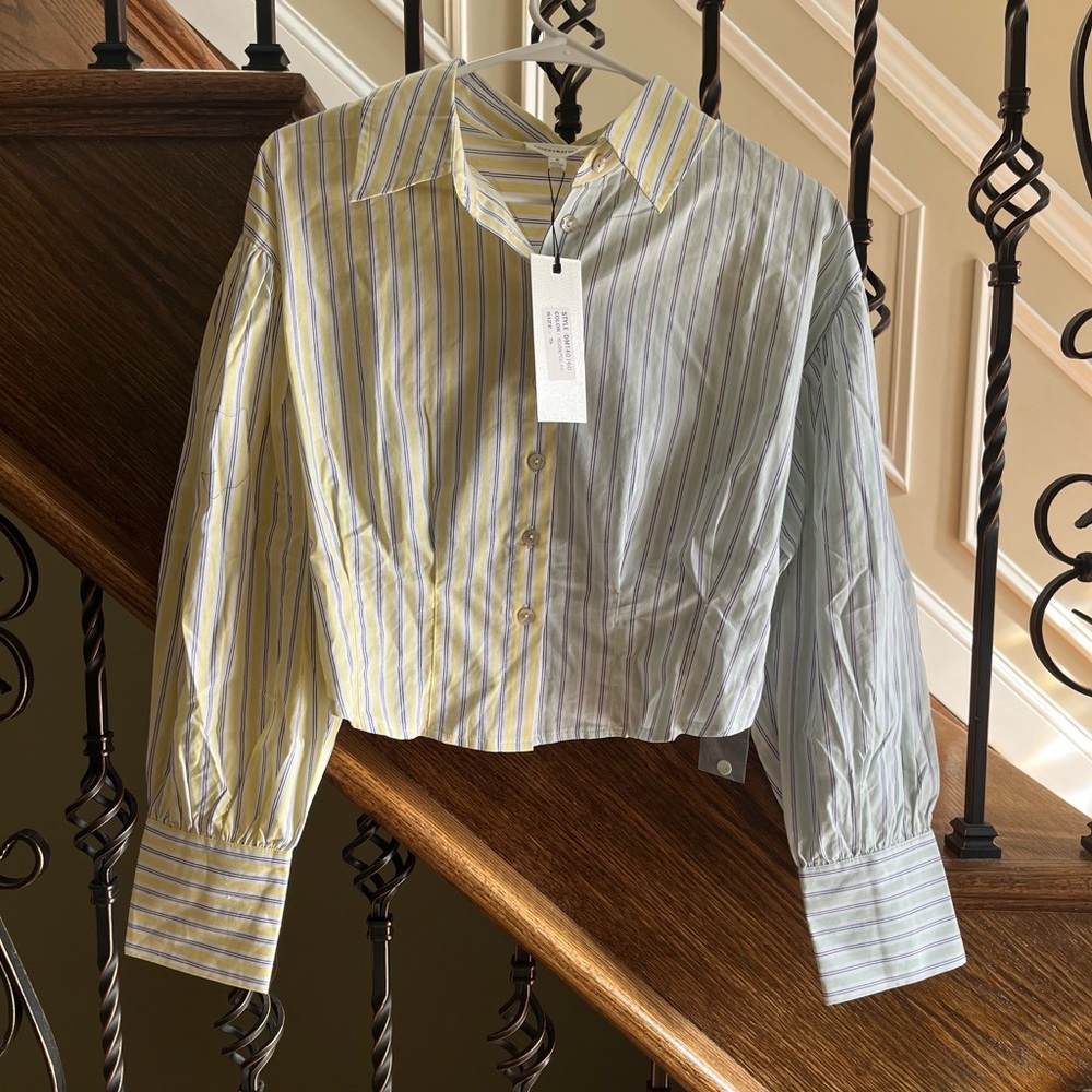 Dance & Marvel Yellow and Blue Striped Top
